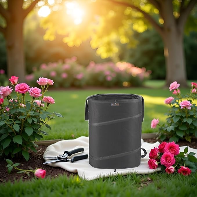 YUDI &amp GARDEN 46 Gallon Square Collapsible Yard Waste Bin Collapsible Trash Can for Collecting Weeds or Leaf or Yard and Party Waste
