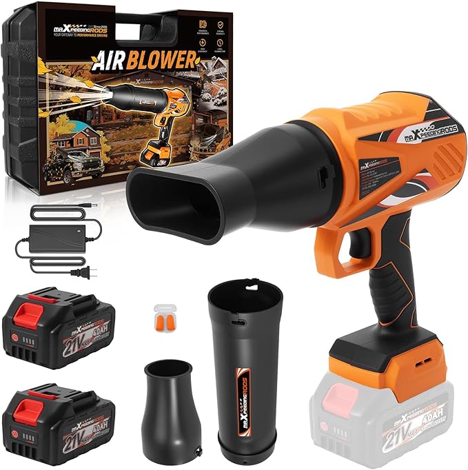 maXpeedingrods Cordless Leaf Blower 550CFM Battery Leaf Blower with Charger Infinitely Variable Speeds Lightweight Handheld Leaf Blowers for Patio Cleaning Car Water Blowing Leaves and Dust