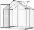Outsunny 4' x 6' Greenhouse for Outdoors Polycarbonate Greenhouse with Rain Gutter and Roof Vent Aluminum Walk-in Green Houses for Outside Patio Backyard Garden