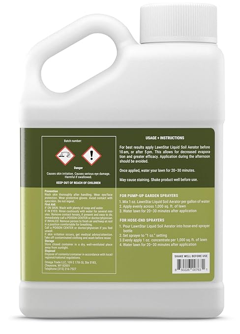 Liquid Lawn Aerator (1 Gallon) - Loosens &amp Conditions Compacted Soil - Alternative to Core and Mechanical Aeration - Improves Water Penetration Drainage &amp Soil Oxygenation - American Made