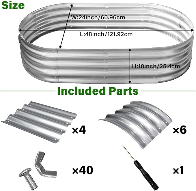 HGD Galvanized Raised Garden Bed Kit Galvanized Planter Garden Boxes Outdoor Oval Large Metal Raised Garden Beds for Vegetables &amp Flower (2 Pack)