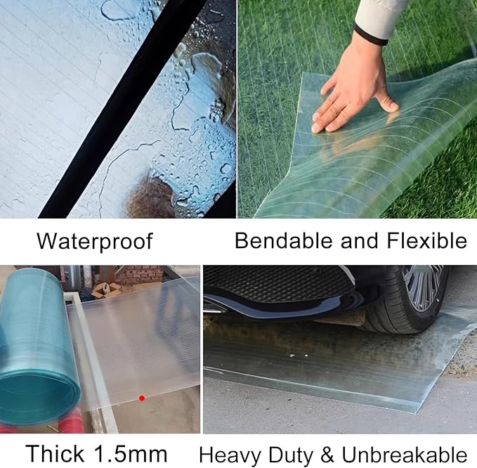 REMYS Plastic Garden Fencing Polycarbonate Greenhouse Sheeting Plastic Roof Panels Replacement for Balcony Patio Gazebo Construction and Landscaping Projects 85% Transparent(1x1m(3.3x3.3ft))