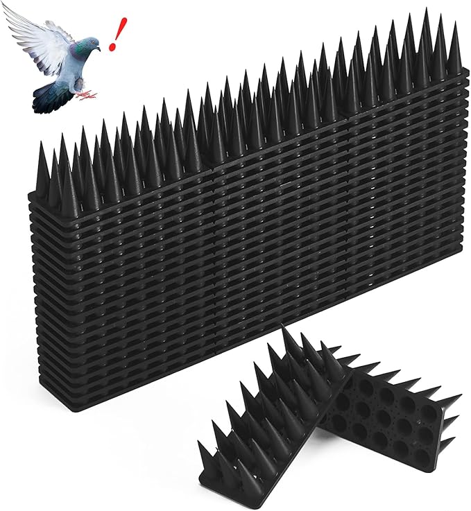 Bird Spikes 20 Pack Pigeon Squirrel Raccoon Cat Deterrent Spike Outside Anti Birds Defender Outdoor to Keep Robin Away Roof Fence Window Nest 18.7 Feet(5.7m) Black