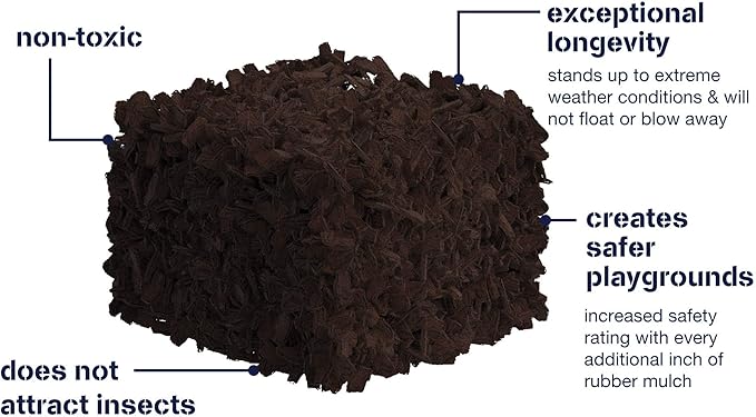Playsafer Rubber Mulch Nuggets Protective Flooring for Playgrounds Swing-Sets Play Areas and Landscaping (40 LBS - 1.55 CU. FT. Brown)