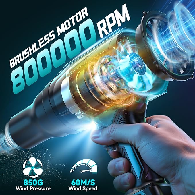 Leaf Blower Cordless Compatible with Makita 18V: 800000RPM Portable Dust Cleaner Electric Handheld Turbo Jet Blower Lightweight with Brushless Motor for Patio Cleaning Garden Lawn Care (No Battery)