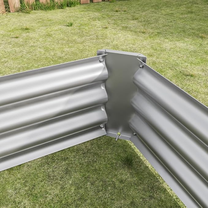 Metal Raised Garden Bed for Outdoor Use 6 ft x 3 ft x 1 ft Rectangle Planter Box for Vegetables Flowers and Herbs - Silver (Silver with 6x3x1ft)
