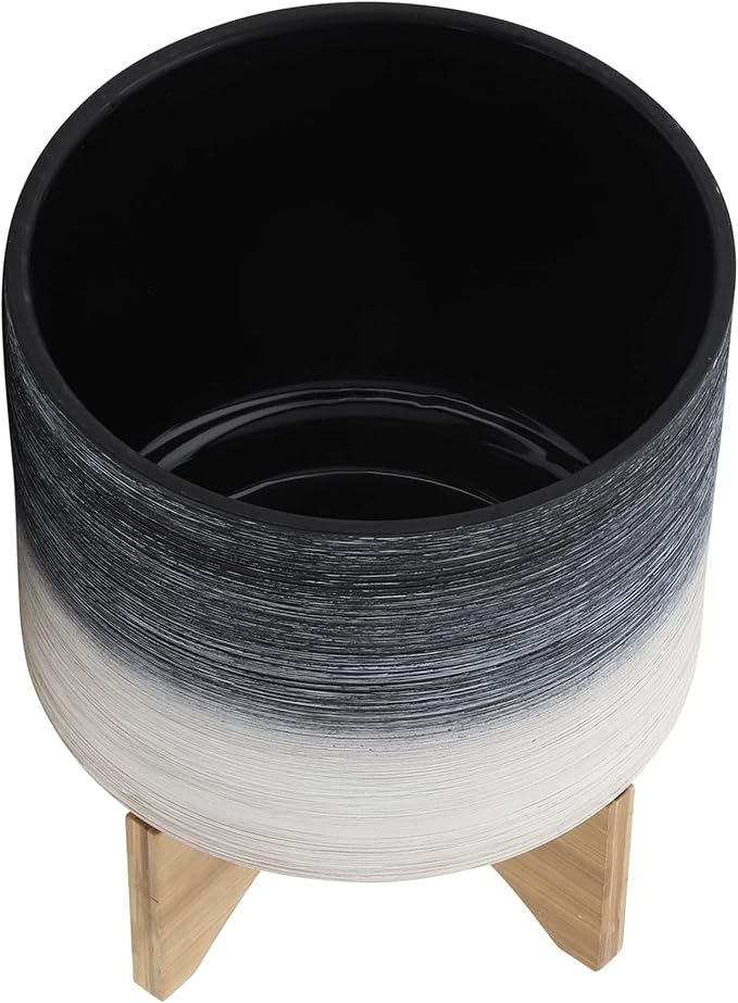 10 Planter ON Wooden Stand Gray