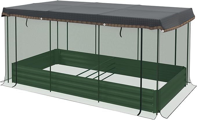 5x6ft All-Season Weather Resistant Eco-Friendly Garden Shade and Cage Protection System Raised Bed Green Optimal Plant Growth