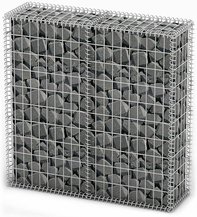Gabion Basket with Lids Galvanized Wire 39.4x39.4x11.8 Gabion Raised Bed Gabion Cages Basket Steel Woven Gabion Net for Backyard Garden -AA