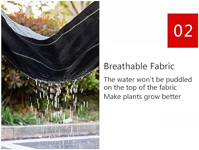 Weed Control Membrane Breathable Weed Barrier Fabric Porous Weed Membrane Trimmable Weed Barrier Perfect for Gardens Patios Flower Beds Landscaping(1 * 100m)