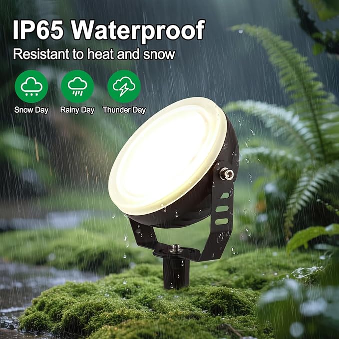 24W LED Edge-Lit Landscape Spotlight IP67 Waterproof 120V 3000K Thickened Aluminum 270° Adjustable Bracket for Yard Garden Tree Architectural Lighting