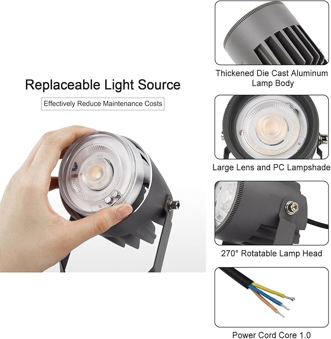 Outdoor Spotlight - LED Landscape Decorative Lights 220V Spotlight Led Beam Light IP67 Waterproof Garden Villa Landscape Tree Floodlight Rotation Spotlights(Blue Light9W)