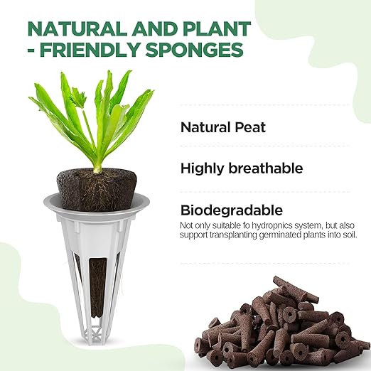 LETPOT 200 Pcs Seed Pod Kits Replacement Root Growth Sponges Seed Pods Seed Starter Sponges Kit for Hydroponic Indoor Garden System with 100 Sponges 100 Stickers