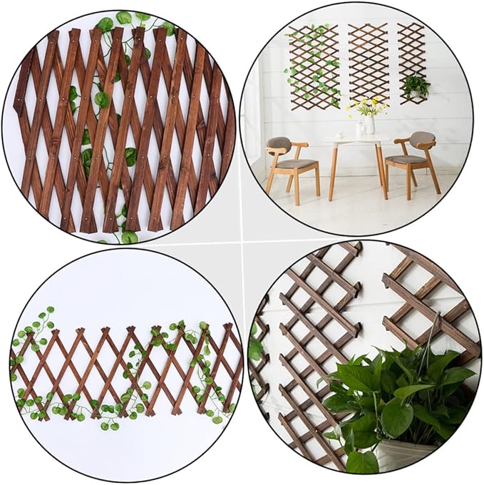 KESYOO Carbonized Wood Flower Stand Expandable Vine Support Garden Trellis Fence Panel Plant Climbing