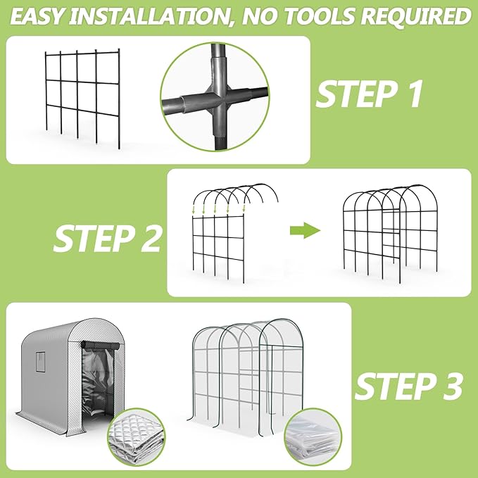 Greenhouses for Outdoors - 90.5'' × 50.8'' × 89.3'' Walk in Plant GreenhousesDouble-Layer Covering - PVC Film and Cotton Film Suitable for All Seasons