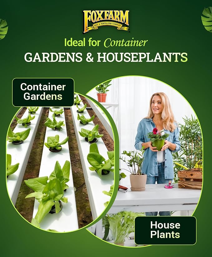 FoxFarm Ocean Forest Potting Soil for Container Gardens - Light Aerated Texture with Fish Meal Crab Meal Earthworm Castings - Houseplant Potting Mix for Seedlings &amp Plant Starts - 2 x 12 Quart