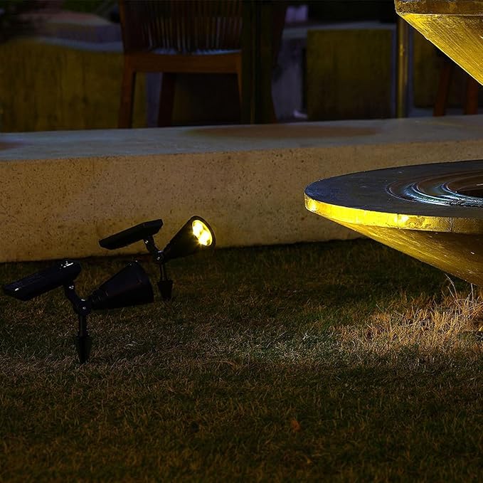 18led WarmSolar Color Changing Spot Lights Outdoor Waterproof 2 Pack Multicolor Landscape Spotlights 180° Solar Powered Lights Height Adjustable for Courtyards Balconies Gardens