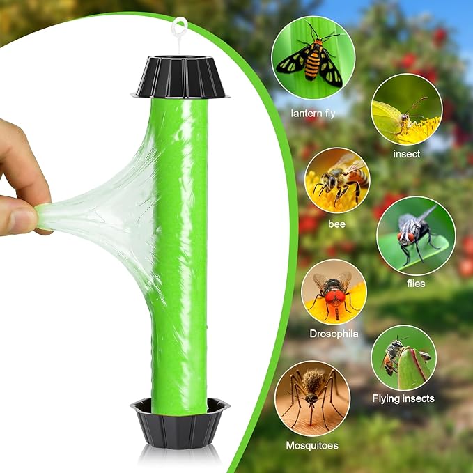 12 Pcs Fly Traps for Indoor Outdoor Hanging Fruit Fly Stick Trap Sticky Mosquito for Home Insect 10 x 2.5 Inches (ClassicGreen and Black)
