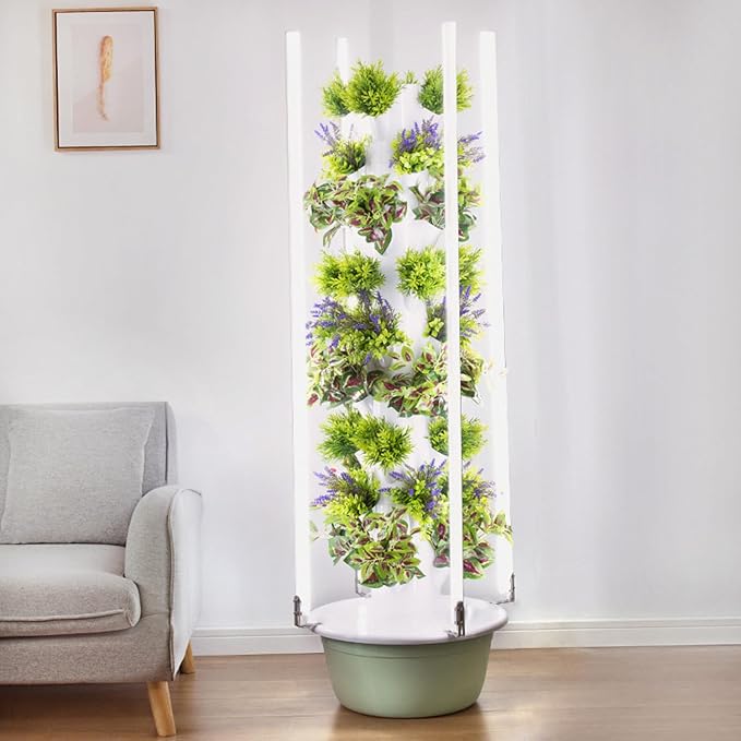 Hydroponics Growing System Tower Vertical Indoor Gardening System with LED Grow Lights 9-Layer Hydroponic Tower for Home and Balcony Gardening