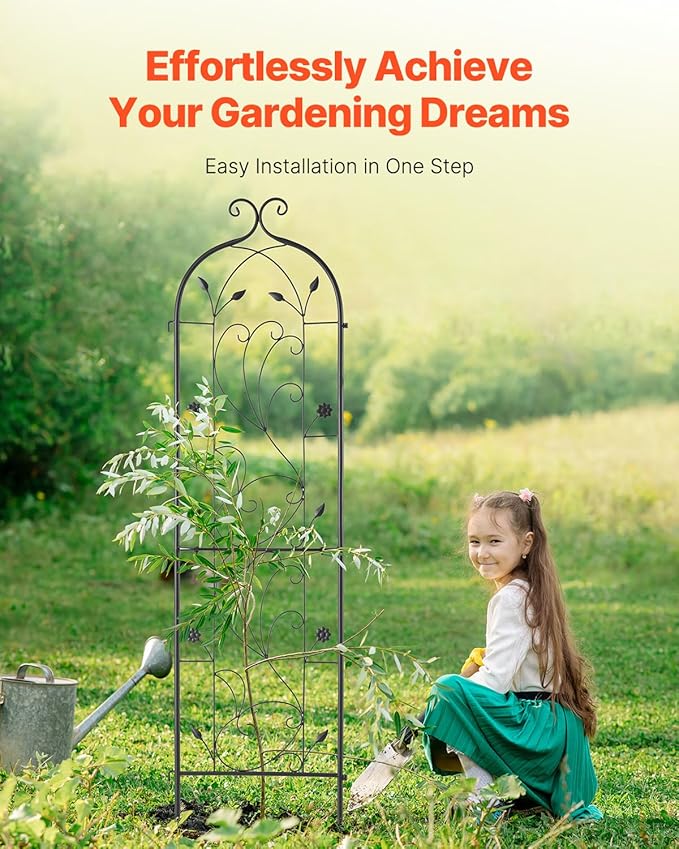 VEVOR 60 x 15 in Rustproof Metal Garden Flower Trellis Outdoor Climbing Rose &amp Cucumber Support Decorative Tall Clematis Trellis for Courtyards &amp Lawns