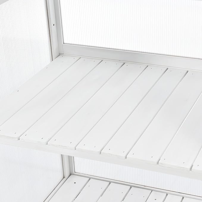62 Height Wood Large GreenhouseBalcony Portable Cold Frame with Wheels and Adjustable ShelvesGreenhouse for Outdoor Indoor Use