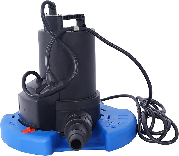 1/4 HP Automatic Swimming Pool Cover Pump 120 V Submersible with 3/4 Check Valve Adapter1850 GPH Water Removal for Pool Hot Tubs Rooftops Water Beds and more