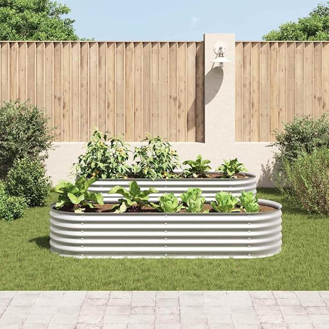 Large Galvanized Steel Raised Garden Bed 94.5x31.5x17.3 in Silver Rectangular Planter Box Weather-Resistant Outdoor Planter for Vegetables Flowers Herbs on Patio Garden