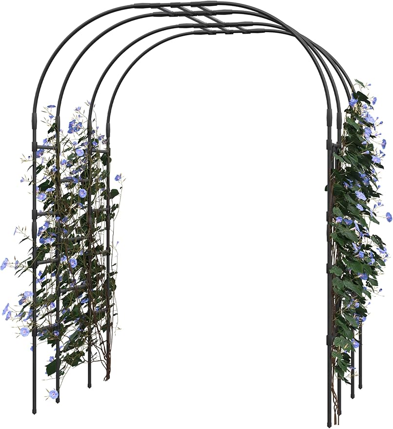 Large Garden Arch Trellis 79.5 L - Metal Wedding Arch for Outdoor Ceremony Climbing Plants &amp Vine Support | Rust-Proofs Steel with Decorative Scrolls Easy Assembly