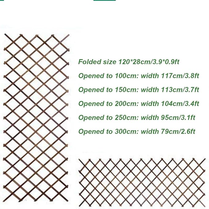 Expandable Garden Trellis Support for Climbing Plants Wooden Lattice Fence Wall Panel Lattice Panels for Outside for Climbing Plants Vine Ivy Rose Cucumbers Clematis(120 * 28cm)