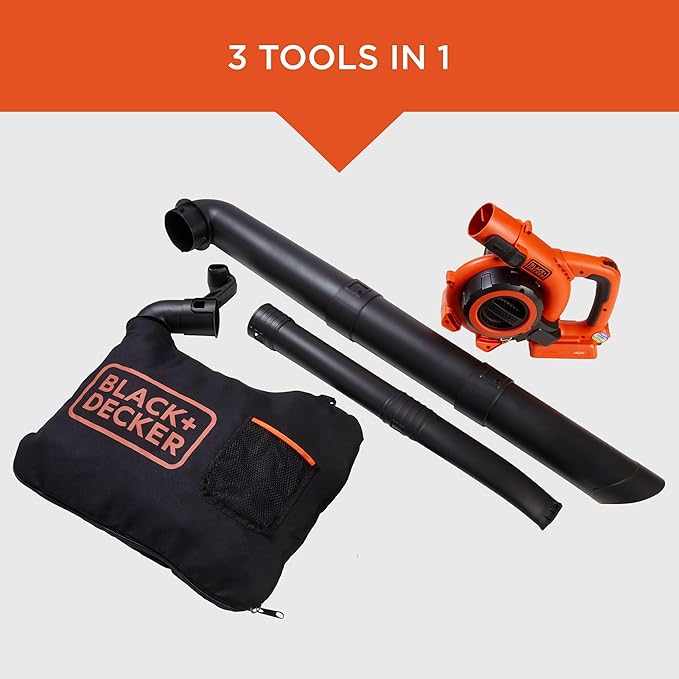 BLACK+DECKER Leaf Blower Cordless Leaf Vacuum and Mulcher Combo Kit Battery and Charger Included 40V 120 mph Air Speed 6-Speed Dial Built-in Scraper with Collection Bag (LSWV36)