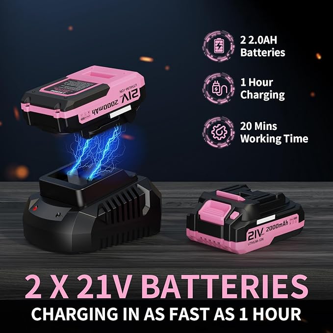 LEAPUL Leaf Blower Cordless 21V Electric Leaf Blower with 2×2.0Ah Batteries &amp 1 Fast Charger Lightweight Battery Powered Blower for Lawn Care Patio Cleaning