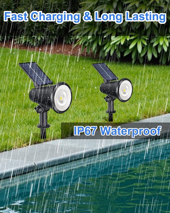 Solar Powered Spotlights Outdoor Waterproof Sunset Spot LED Lights Ultra Bright for Tree Flag Lawn Statue Pool Garden House Wall Yard Path Outdoor Landscape Uplighting 6 Pack Warm White