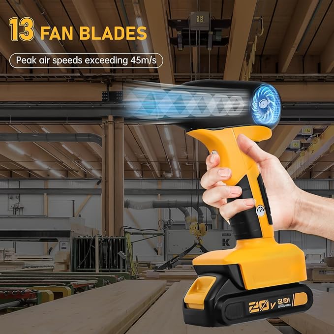 Jet Dry Mini Blower Compatible for Dewalt 20V 60V Li-ion Battery 130000RPM Electric Air Duster Wind Speed 4-Speed Control Cordless Handheld Jet Fan for Drying Cleaning (NO Battery)
