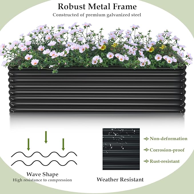 6x1.6x3.6ft Galvanized Raised Garden Bed Dual Use Metal Elevated Planter Box &amp Log Storage Rack Rectangular Planter Bed with Open Bottom Design for Vegetables Flowers (2)