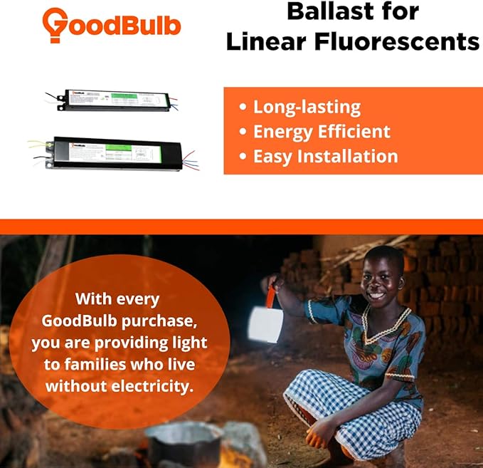 GoodBulb F32T8 Linear Fluorescent Ballast | 32 Watt Ballast | Works with F32T8 Fluorescent Tubes| 120-277 Volts | Instant Start | 3 Lamp Replacement Ballast | 10 Pack