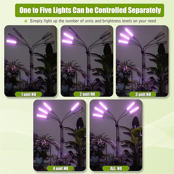Grow Lights for Indoor Plants Full Spectrum led Grow Light with Stand Auto On/Off Timing 3/6/9/12/15/18H &amp 11 Brightness Levels Plant Light for Indoor Plants with Red+Blue+Sunlike