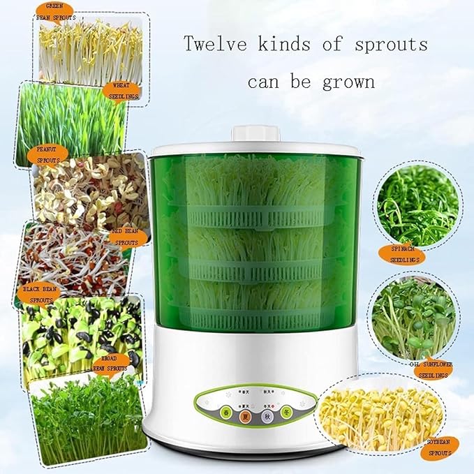 Bean Sprouts Machine Bean Sprouts Maker Four Season Seed Sprouter Kit Seed Grow Cereal Tool Wheatgrass Soybean
