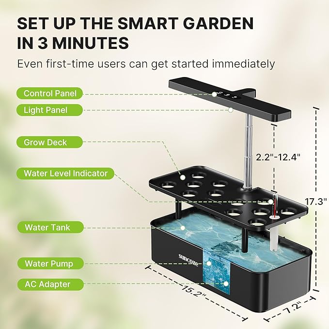 SUNCOZE Hydroponics Growing System Kit 12 Pods &amp 160pcs Hydroponic Pods Supplies