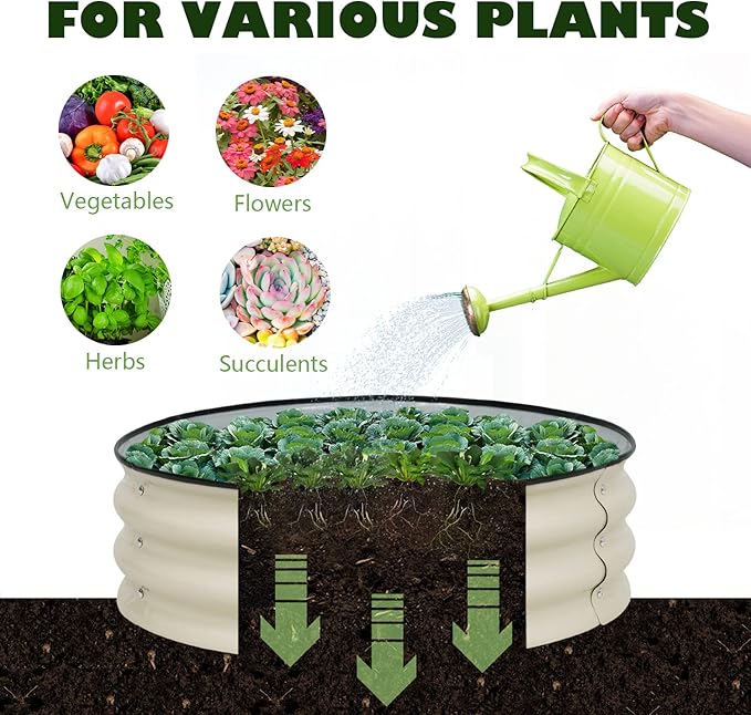 BPS Metal Raised Garden Bed 2-Pack 2.5FT Diameter Galvanized Planter Raised Garden Boxes for Flower Planters Vegetables Herb