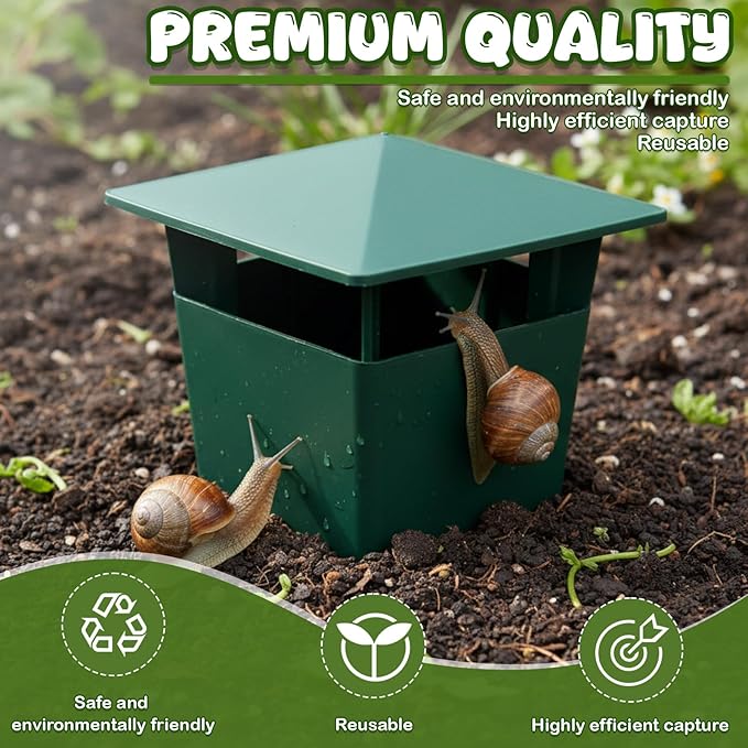10 Pack Slug Snail Traps for Garden Reusable Beer Bait Snail Catchers with Pentagonal Lid Plastic Slug Houses for Outdoor Garden Vegetable Beds Farm(Green)