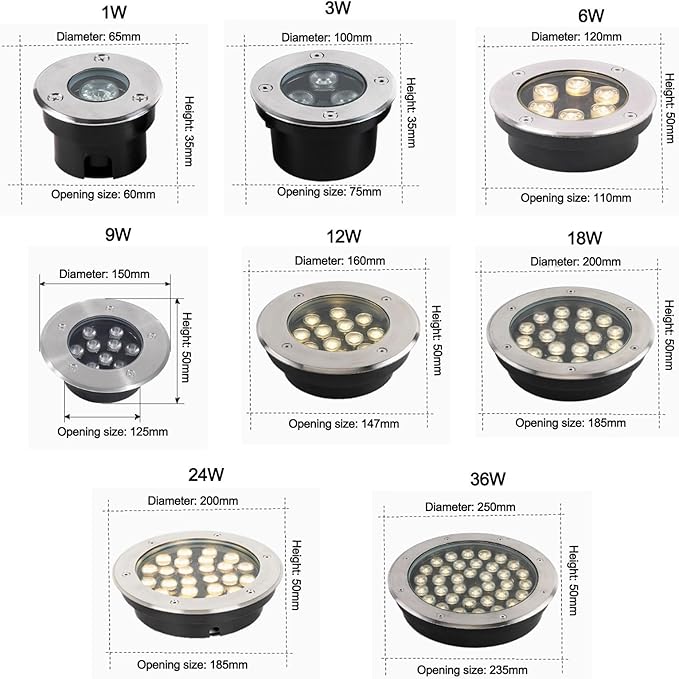 LED Buried Lights - Outdoor Landscape Lights DC 24V Low Voltage Round Ultra-Thin Garden Ground Lights IP67 Waterproof Outdoor Recessed Spot Light Driveway Park Patio Floor Lamp(Yellow12W)