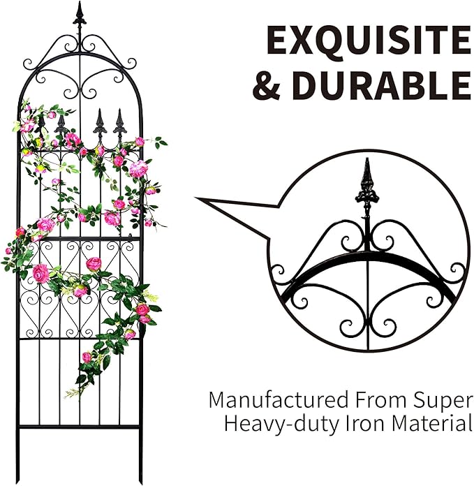 Garden Garden Trellises 86” x 21.7” for Climbing Plants 7.2FT Metal Iron Wire Vine Flower Trellis Perfect for Supporting Climbing Plants Outdoor Roses Vines Flowers and Vegetables