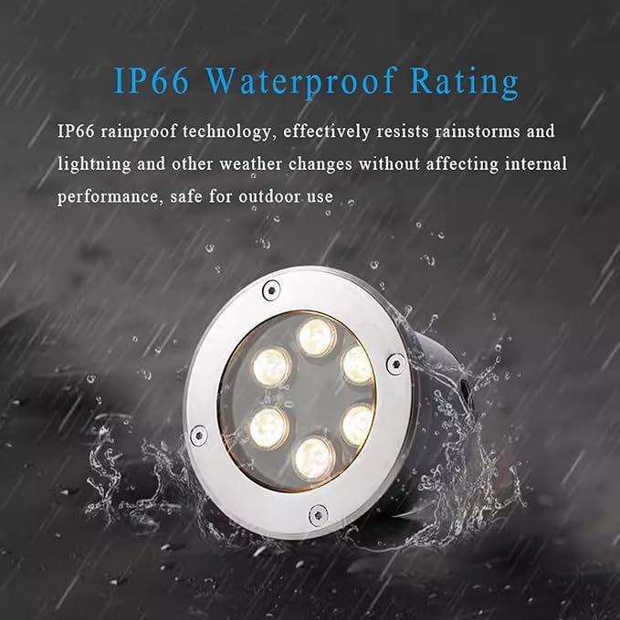 Outdoor Ground Light LED Buried Lights IP66 Waterproof Embedded Underground Light AC85-110V for Garden Yard Patio Pathway Driveway Walkway Landscape Lighting