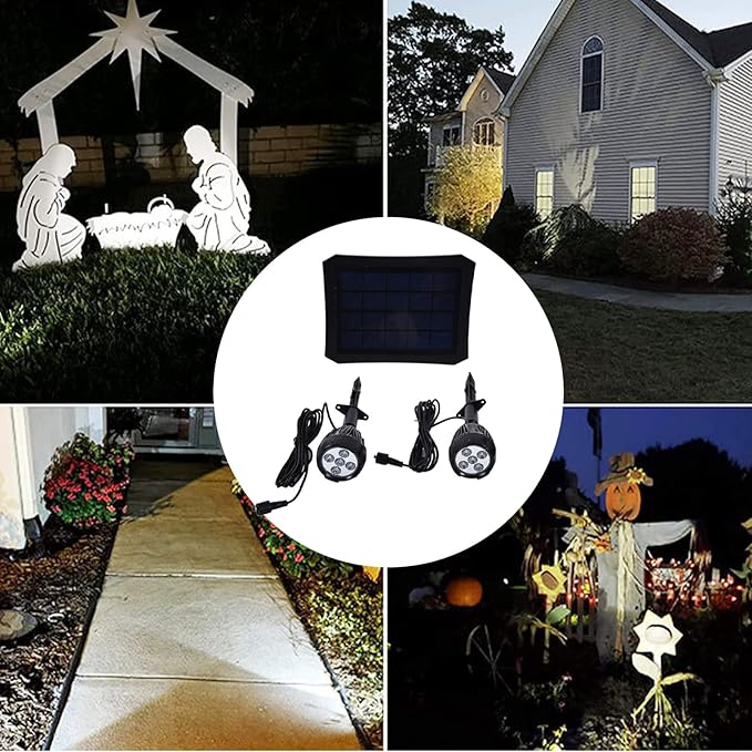 flexman 2Pcs Outdoor Solar Lights Energy Saving Simple Operation Spot Lights Outdoor Fully Enclosed Design Landscape Spotlights with Solar Panel for Outside Yard Pathway