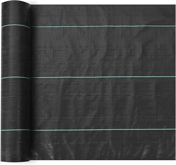 VEVOR Weed Barrier Landscape Fabric 3x300 FT Heavy Duty Garden Weed Fabric 3.2Oz Woven Weed Control Fabric Weed Blocker Mat Easy Setup Durable PP Gardening Fabric for Driveway Ground Cover Black