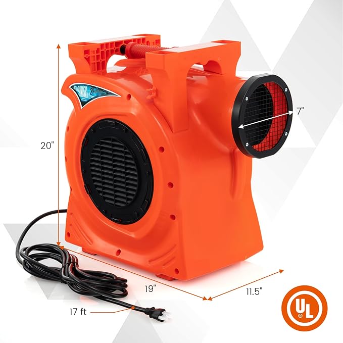 Costzon Commercial Air Blower 2HP/1500W Bounce House Blower Pump Fan Inflatable Bouncer Blower with Integrated Handle Air Blower for Inflatables Perfect for Bounce Castle Holiday Decorations