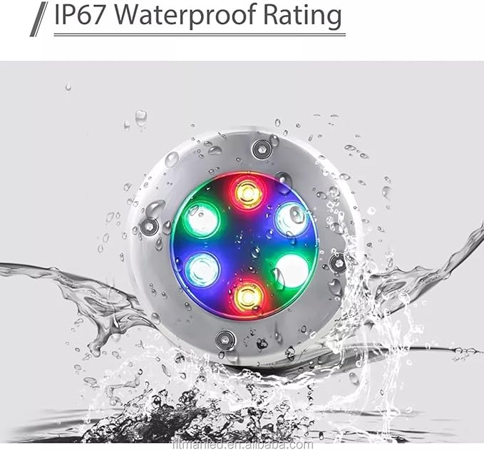 RGB Outdoor Recessed Spotlight 6W Color Changing Garden Spotlights with Remote Control IP67 Waterproof LED Recessed Floor Spotlight Round Buried Outdoor Spotlights(6W(24V))