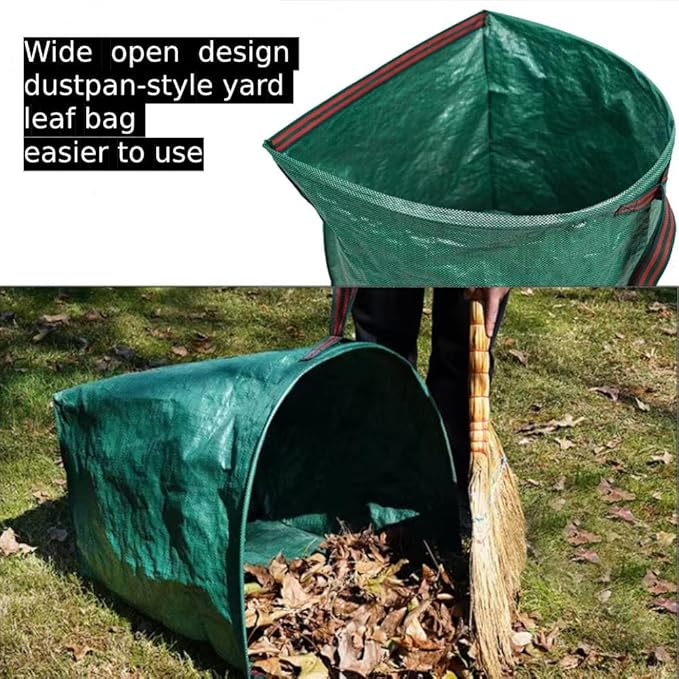 72 Gallon Garden Bag for Debris 2-Pack Yard Waste Bag with Large Dustpan-Style Opening Includes Gardening Gloves | Collapsible Container for Leaves Grass Clippings Parties Laundry &amp Camping