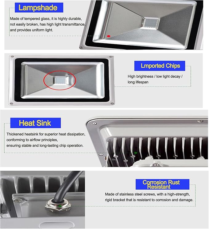 Floodlights - Landscape Light IP67 Outdoor Waterproof LED Landscape Tree Spotlights Adjustable RGB Color-Changing Spotlight for Green Illumination of Trees(Warm White30W)