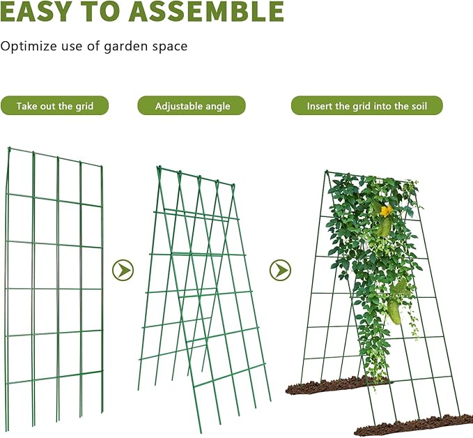 Cucumber Trellis 2 Pack Foldable A-Frame Garden Trellis for Raised Bed Garden Grow Support with Plant Support Clips Twist Ties Plastic Ties for CucumberTomato Climbing Plants and Flowers